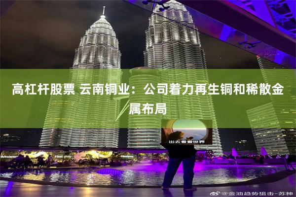 高杠杆股票 云南铜业：公司着力再生铜和稀散金属布局
