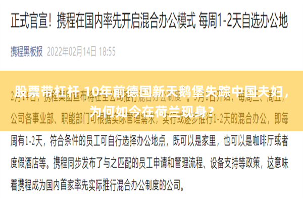股票带杠杆 10年前德国新天鹅堡失踪中国夫妇，为何如今在荷兰现身？